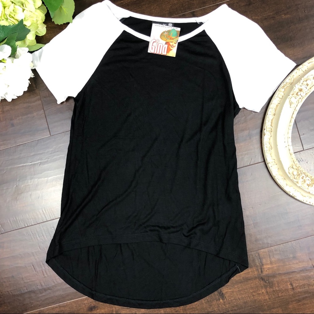 Black And White High Low Popular Basics Tee SOFT
